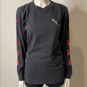 OBEY Dark Gray Long Sleeve Shirt With Rose Detail